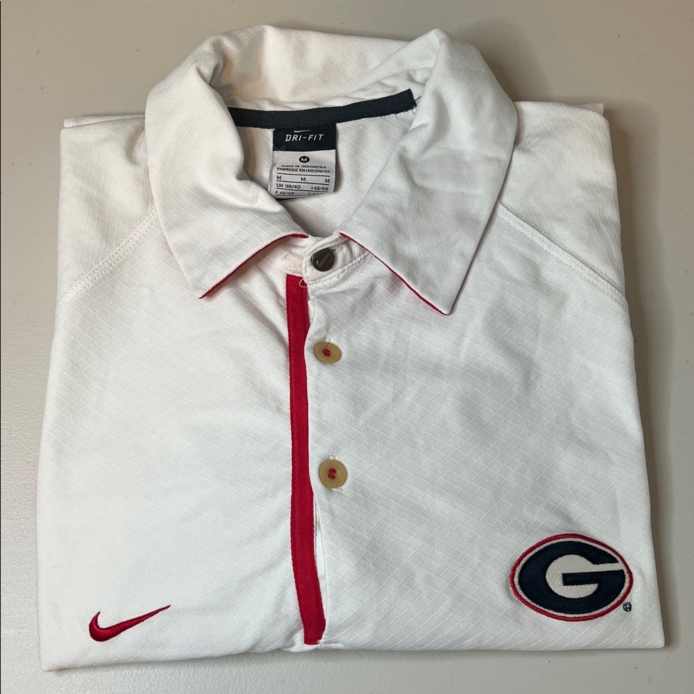 Nike Georgia Collegiate Logo Polo White/Red Size Medium
